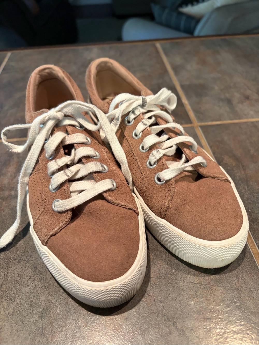 Keds Suede Lace-Up Sneakers in Brown with White Soles, size 6